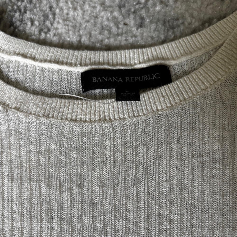 NWOT Banana Republic Eliza Linen-Blend Muscle Tank Light Beige Size: Large - Picture 2 of 5